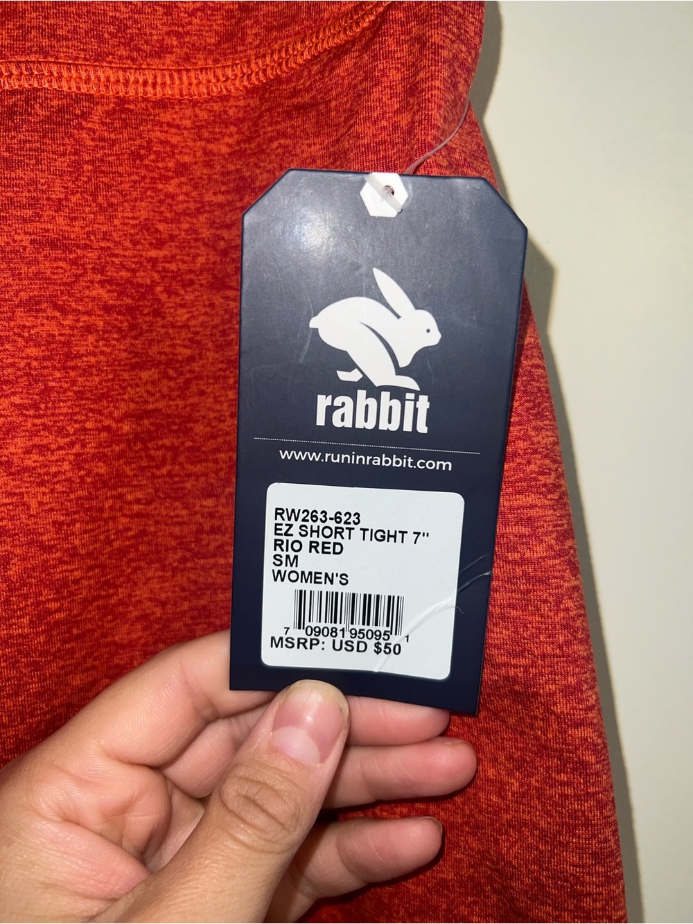 NWT Rabbit 7 Inch EZ Short Tight in Rio Red - Picture 2 of 6